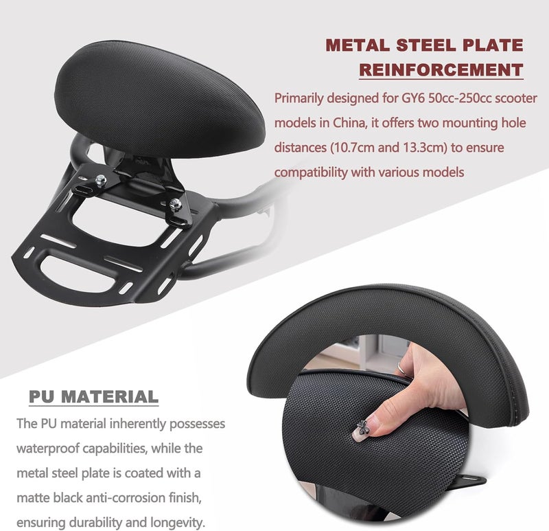 Minho Motorcycle Rear Backrest in Soft PU Leather Material Compatible with Chinese GY6 Scooter Moped Jonway Tank Sunl,C Type - Image 4